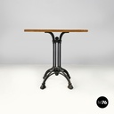 Italian post modern wooden top and decorated black cast iron bar table, 1990s