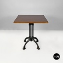 Italian post modern wooden top and decorated black cast iron bar table, 1990s