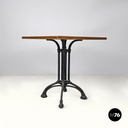Italian post modern wooden top and decorated black cast iron bar table, 1990s