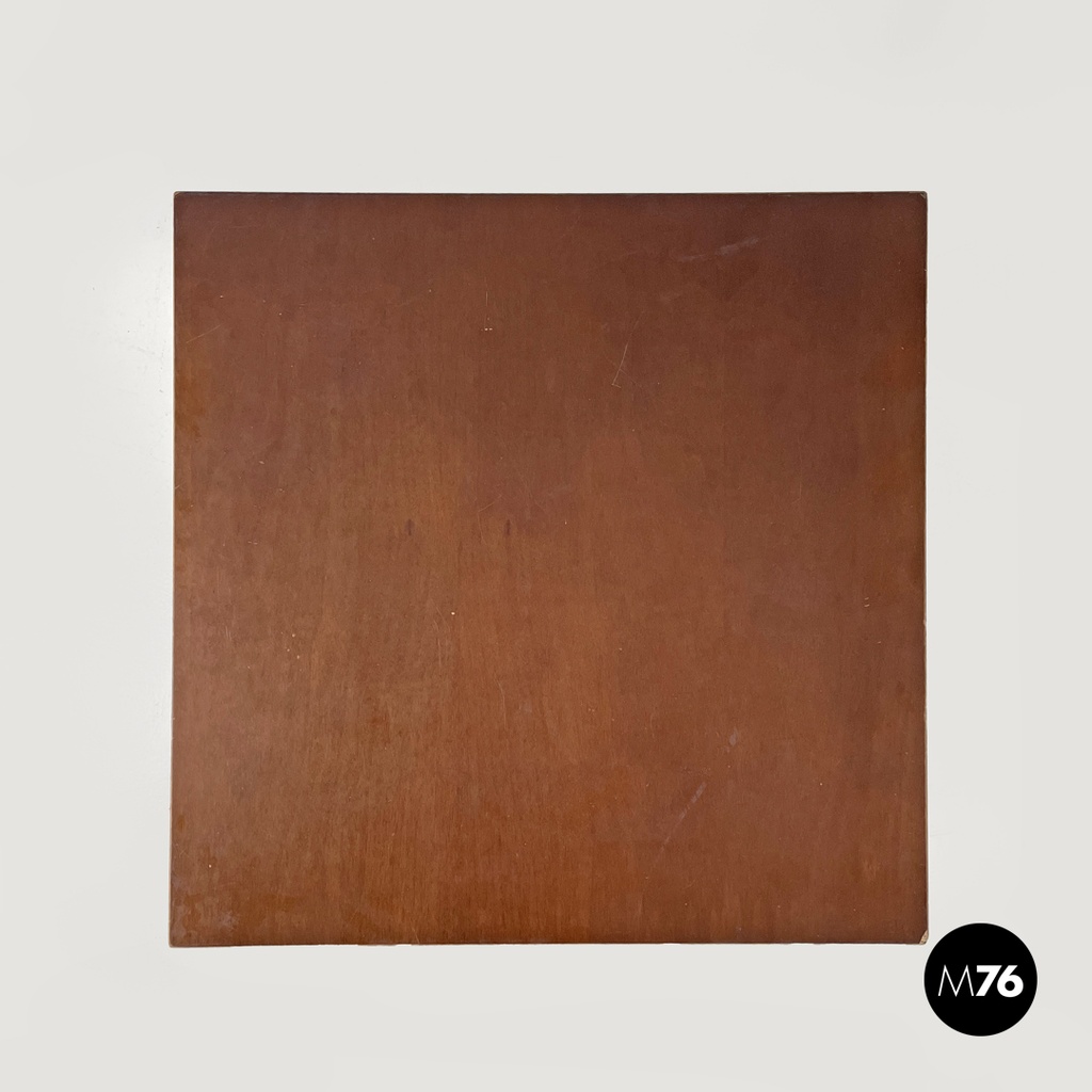 Italian post modern wooden top and decorated black cast iron bar table, 1990s