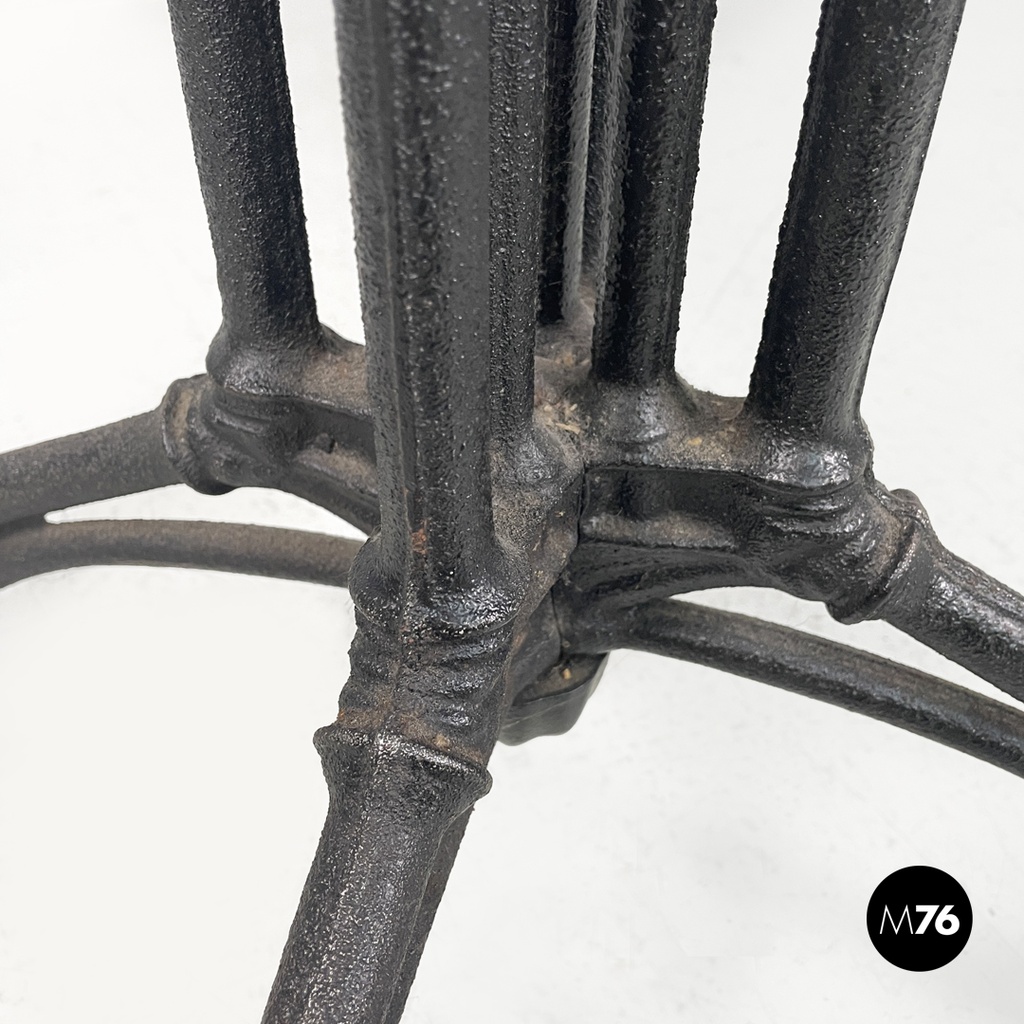 Italian post modern wooden top and decorated black cast iron bar table, 1990s