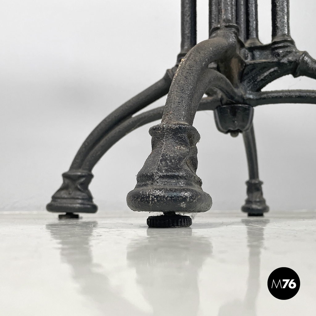 Italian post modern wooden top and decorated black cast iron bar table, 1990s