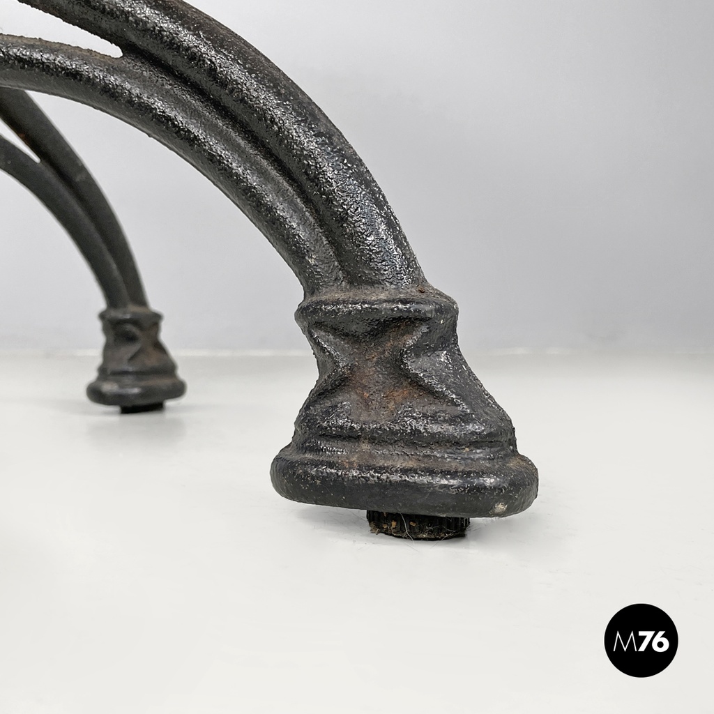 Italian post modern wooden top and decorated black cast iron bar table, 1990s