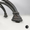 Italian post modern wooden top and decorated black cast iron bar table, 1990s