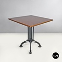 Italian post modern wooden top and decorated black cast iron bar table, 1990s