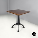 Italian post modern wooden top and decorated black cast iron bar table, 1990s