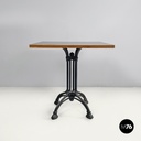 Italian post modern wooden top and decorated black cast iron bar table, 1990s