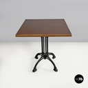 Italian post modern wooden top and decorated black cast iron bar table, 1990s