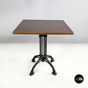 Italian post modern wooden top and decorated black cast iron bar table, 1990s