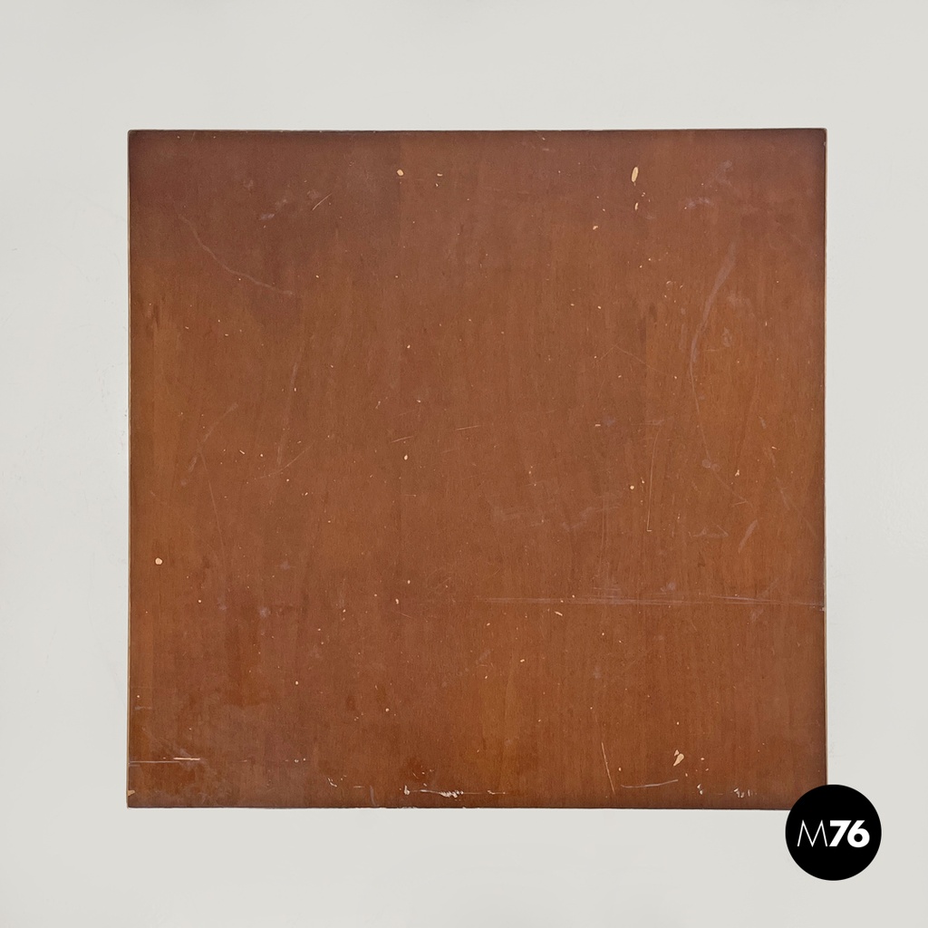 Italian post modern wooden top and decorated black cast iron bar table, 1990s