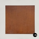 Italian post modern wooden top and decorated black cast iron bar table, 1990s