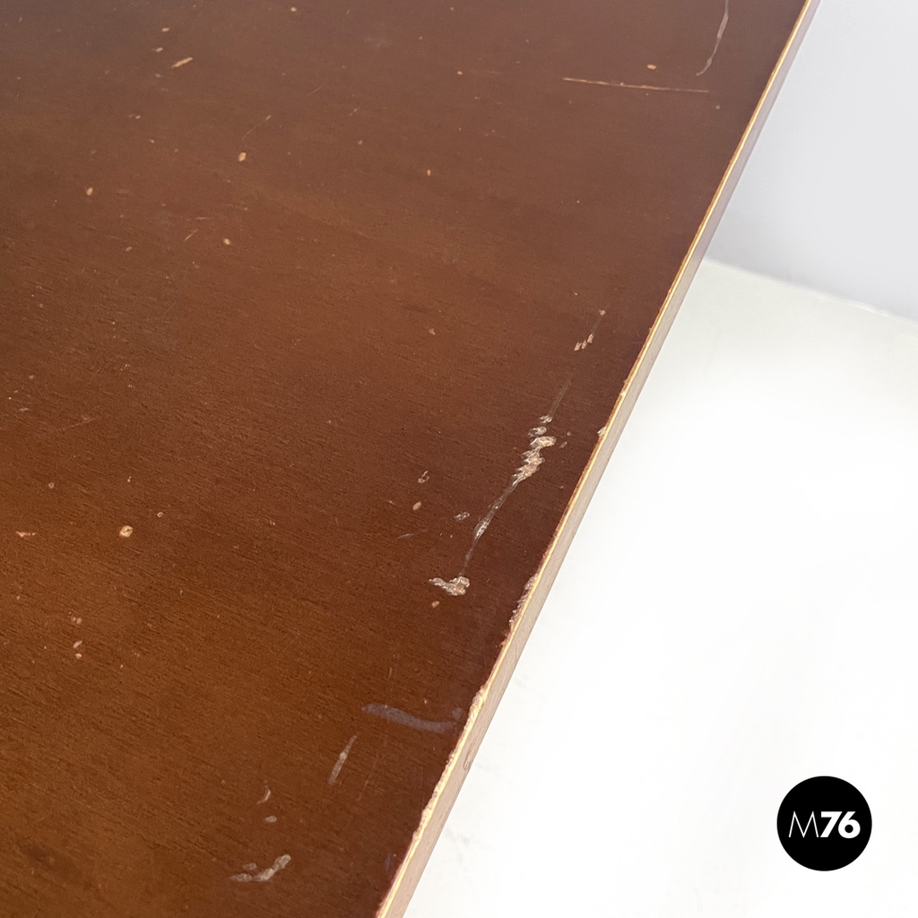 Italian post modern wooden top and decorated black cast iron bar table, 1990s