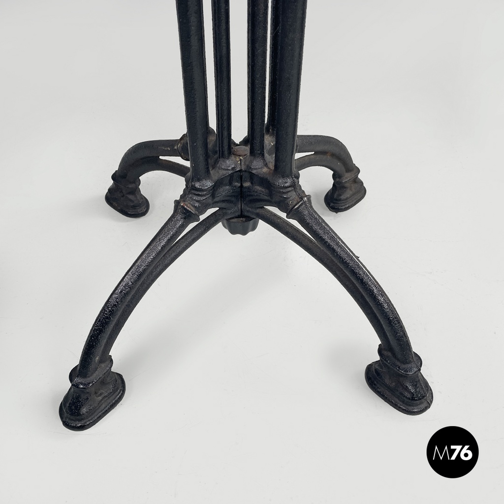 Italian post modern wooden top and decorated black cast iron bar table, 1990s
