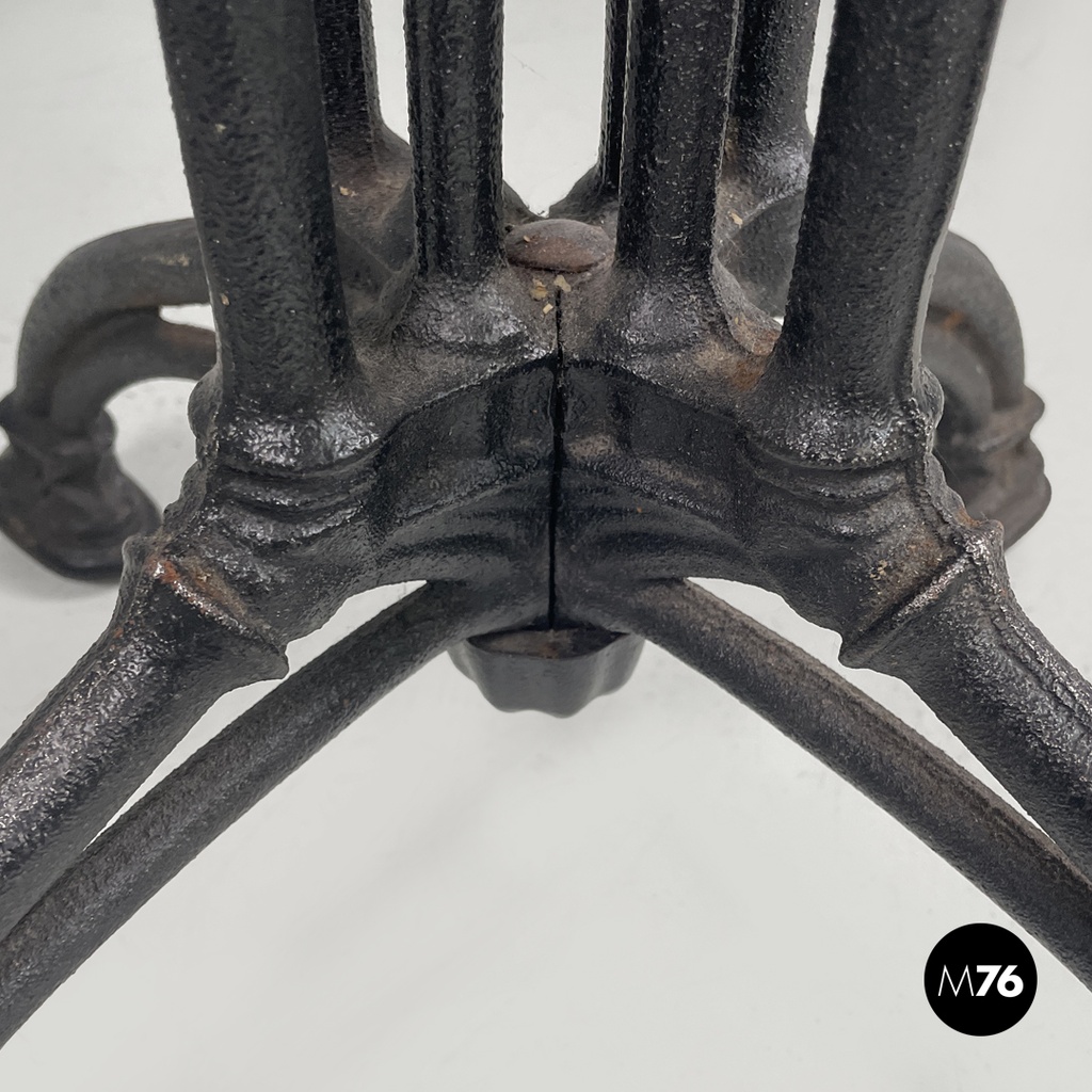Italian post modern wooden top and decorated black cast iron bar table, 1990s