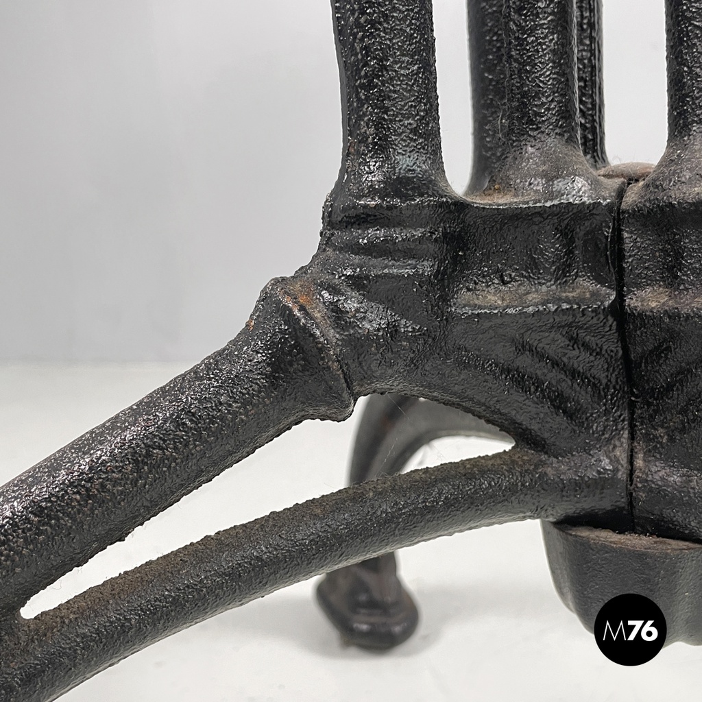 Italian post modern wooden top and decorated black cast iron bar table, 1990s