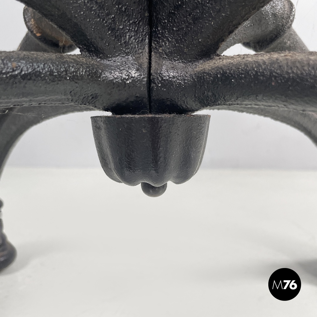 Italian post modern wooden top and decorated black cast iron bar table, 1990s
