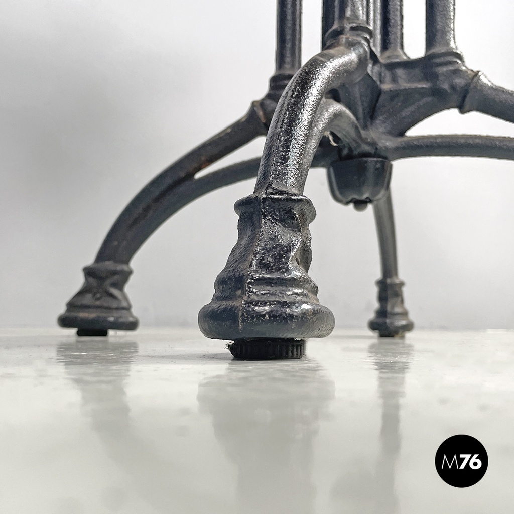 Italian post modern wooden top and decorated black cast iron bar table, 1990s