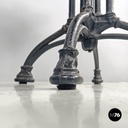 Italian post modern wooden top and decorated black cast iron bar table, 1990s