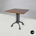 Italian post modern wooden top and decorated black cast iron bar table, 1990s