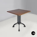 Italian post modern wooden top and decorated black cast iron bar table, 1990s