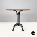 Italian post modern wooden top and decorated black cast iron bar table, 1990s
