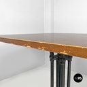 Italian post modern wooden top and decorated black cast iron bar table, 1990s
