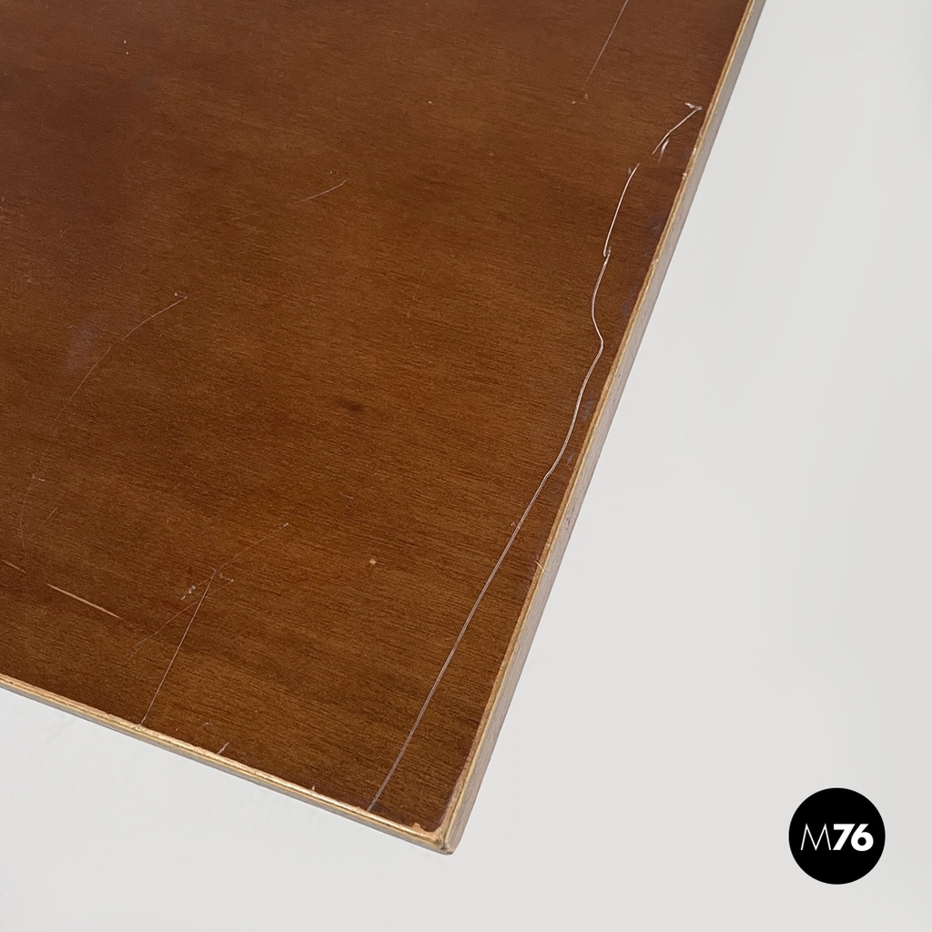 Italian post modern wooden top and decorated black cast iron bar table, 1990s