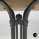 Italian post modern wooden top and decorated black cast iron bar table, 1990s