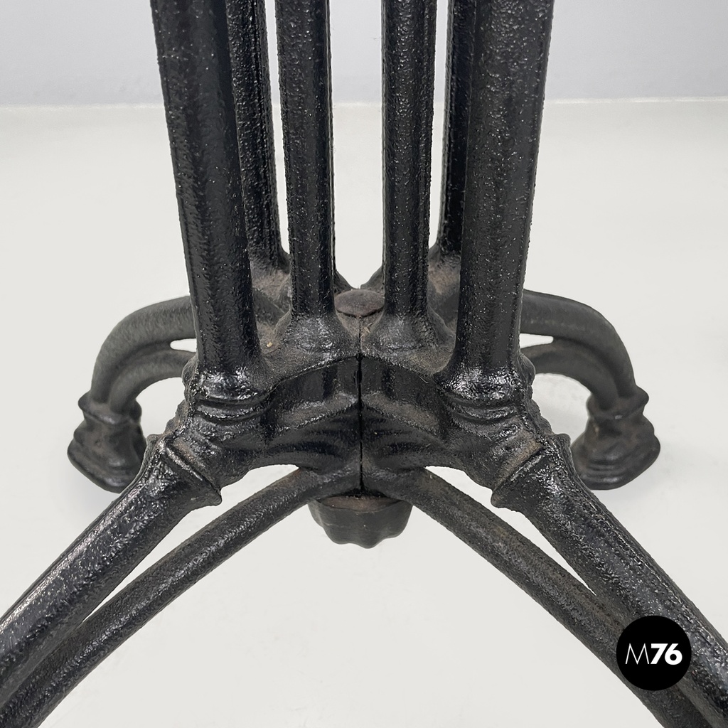 Italian post modern wooden top and decorated black cast iron bar table, 1990s