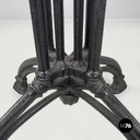 Italian post modern wooden top and decorated black cast iron bar table, 1990s