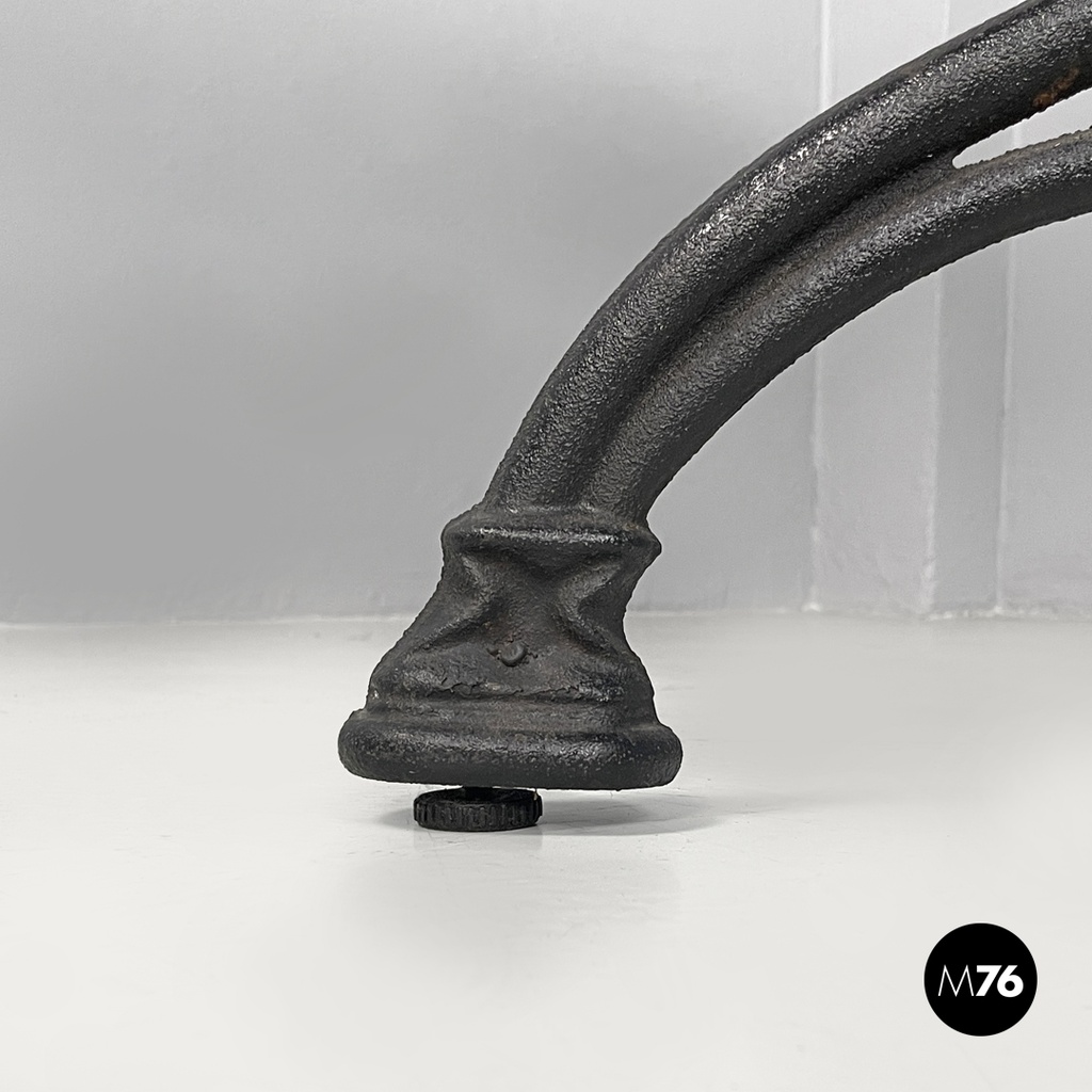 Italian post modern wooden top and decorated black cast iron bar table, 1990s