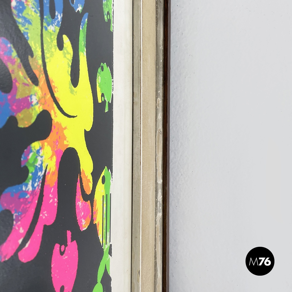 Italian modern colorful marine screen printing by Bruno Contenotte, 1982