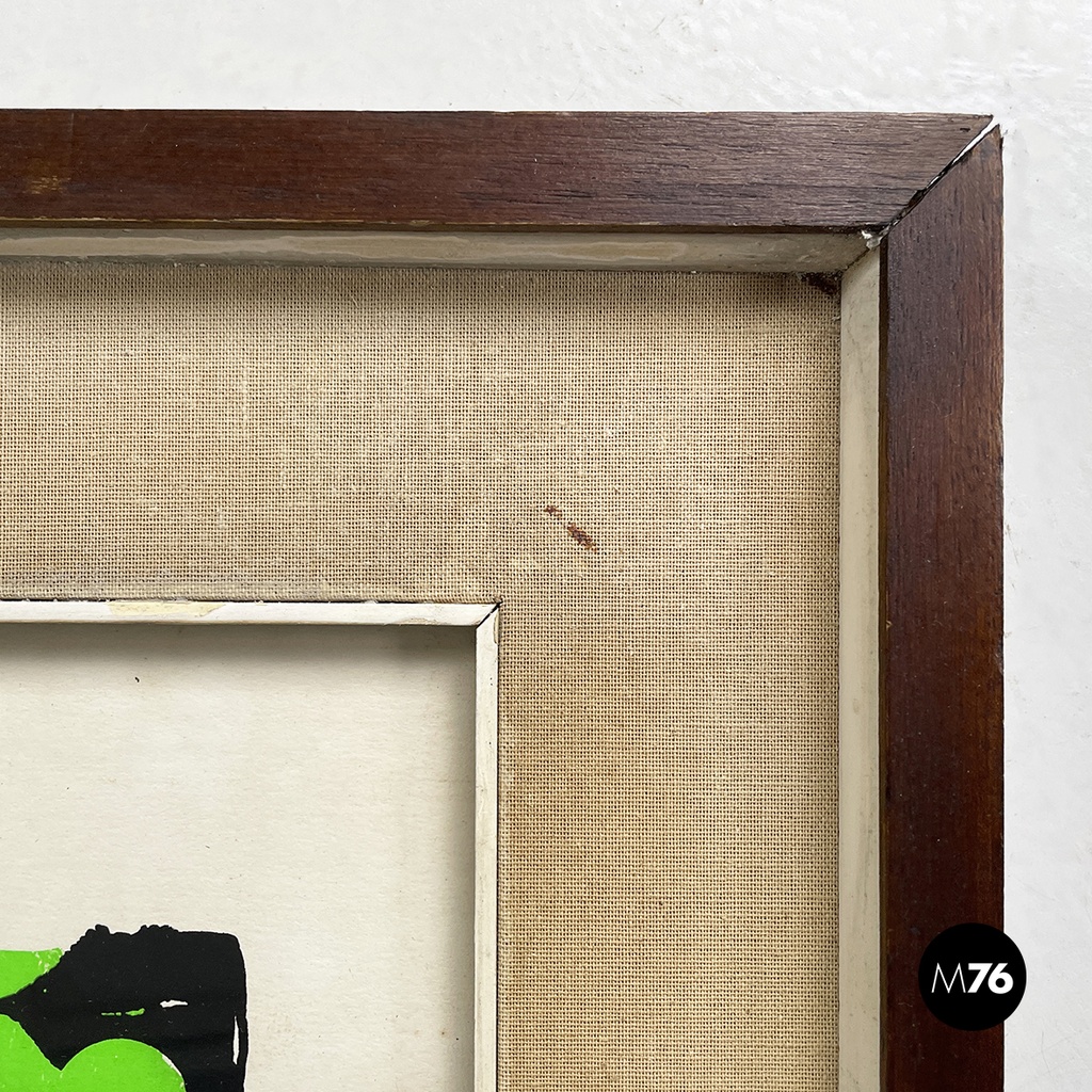 Italian modern colorful marine screen printing by Bruno Contenotte, 1982