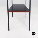 Italian mid century modern red black laminate metal wood double-shelf tables 1960