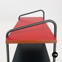 Italian mid century modern red black laminate metal wood double-shelf tables 1960