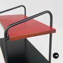 Italian mid century modern red black laminate metal wood double-shelf tables 1960