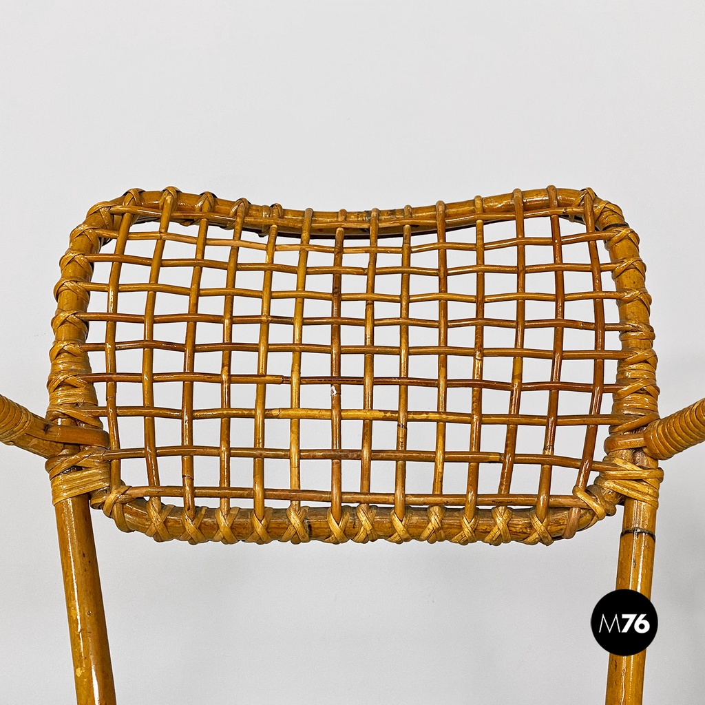 Italian mid-century modern outdoor rattan chairs with armrests, 1960s