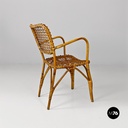 Italian mid-century modern outdoor rattan chairs with armrests, 1960s