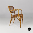 Italian mid-century modern outdoor rattan chairs with armrests, 1960s