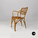 Italian mid-century modern outdoor rattan chairs with armrests, 1960s