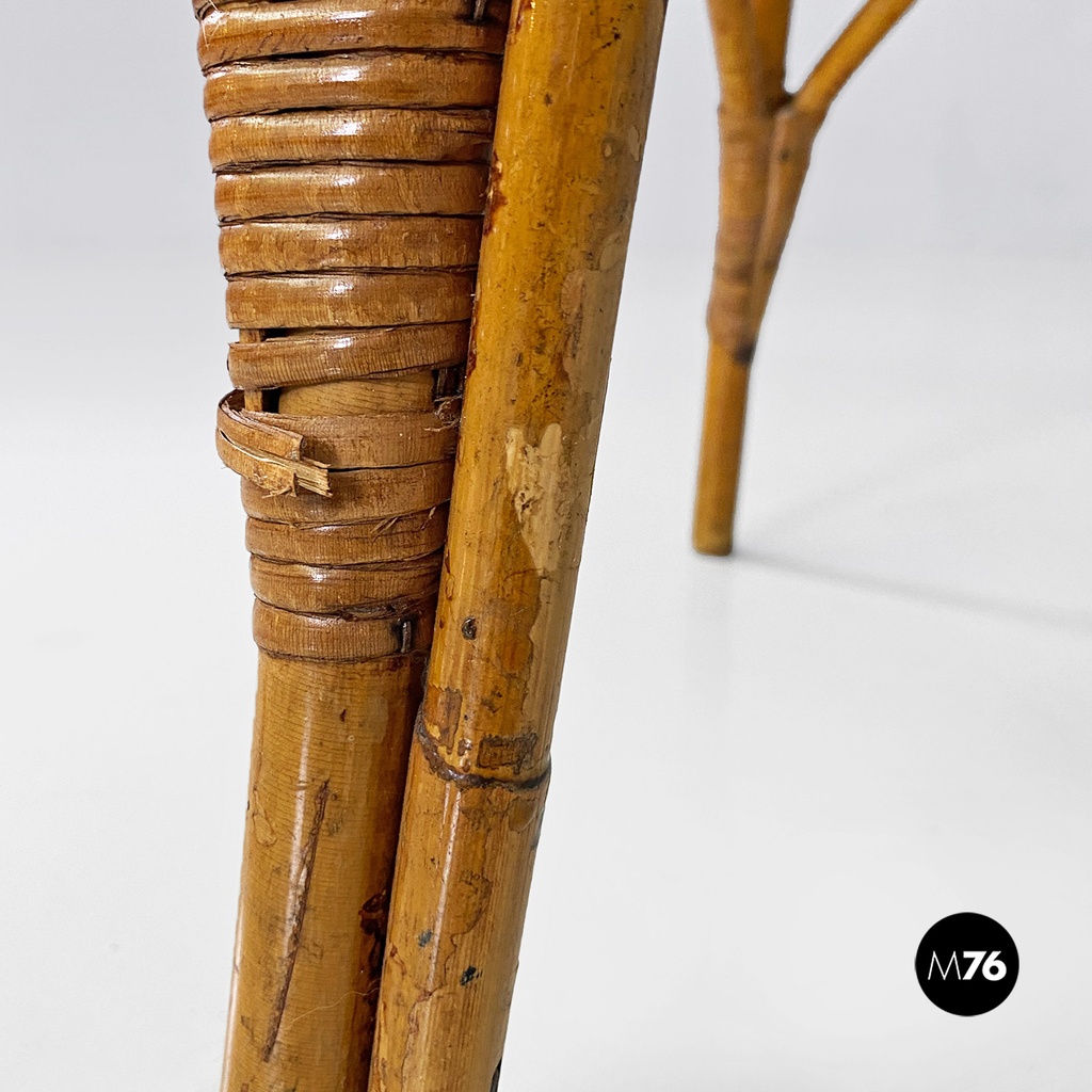 Italian mid-century modern outdoor rattan chairs with armrests, 1960s