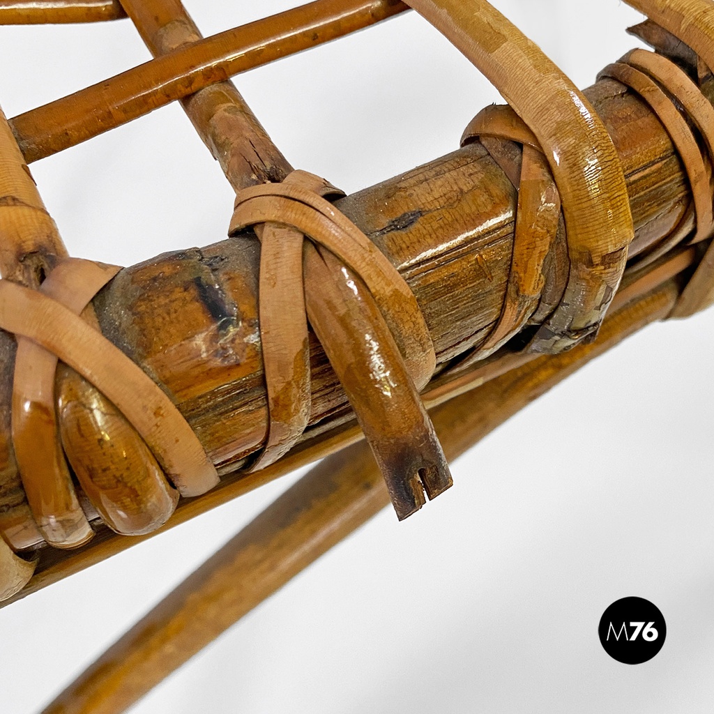 Italian mid-century modern outdoor rattan chairs with armrests, 1960s