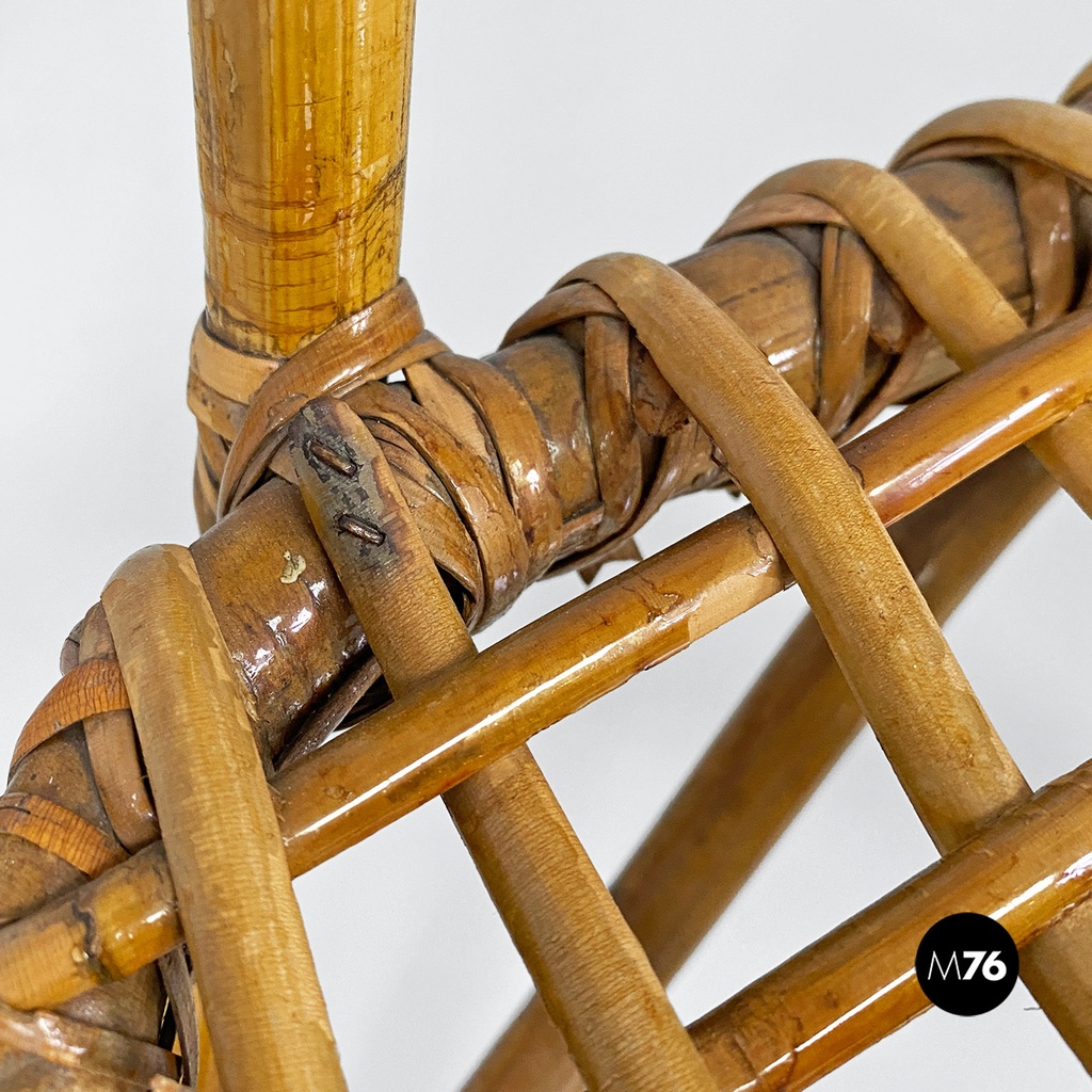 Italian mid-century modern outdoor rattan chairs with armrests, 1960s