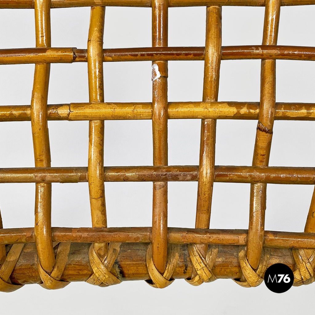 Italian mid-century modern outdoor rattan chairs with armrests, 1960s