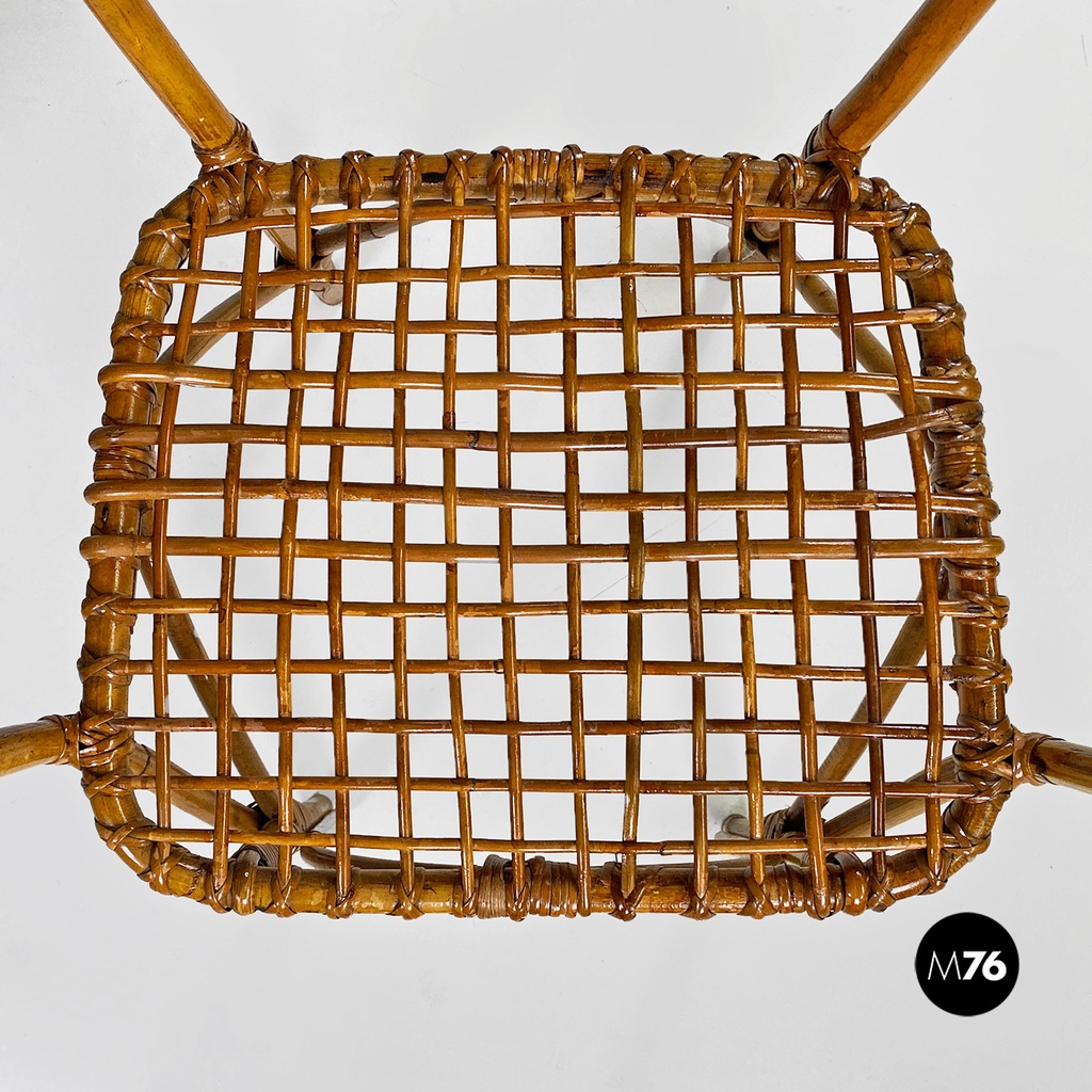 Italian mid-century modern outdoor rattan chairs with armrests, 1960s