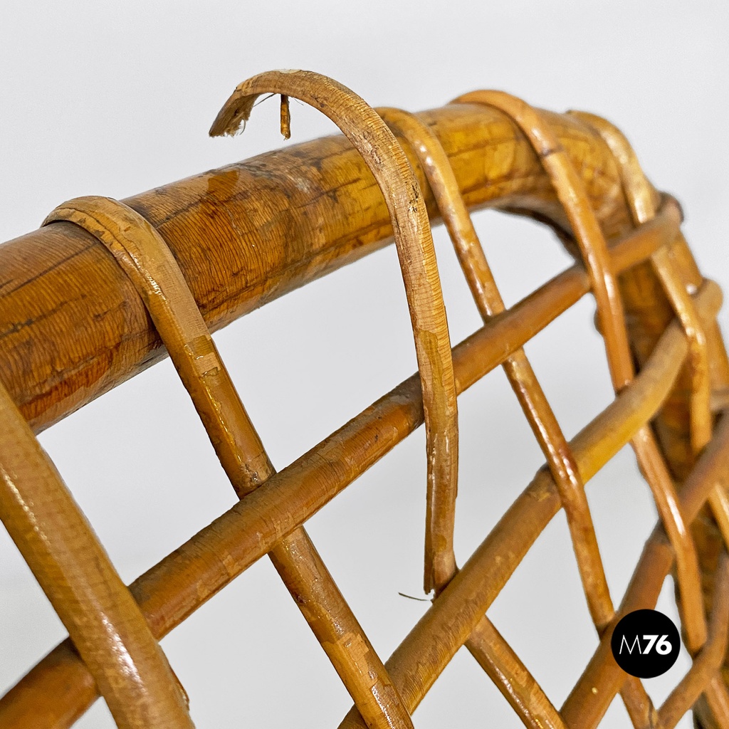 Italian mid-century modern outdoor rattan chairs with armrests, 1960s