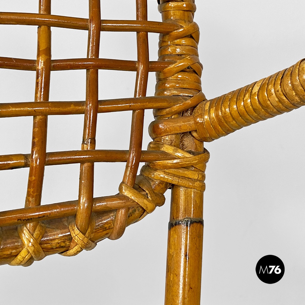 Italian mid-century modern outdoor rattan chairs with armrests, 1960s