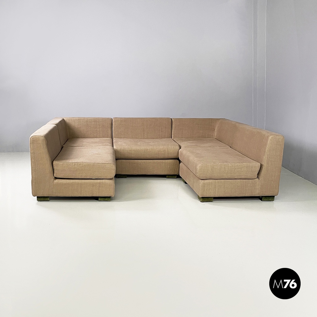 Italian modern Beige fabric Modular sofa by Willy Rizzo for Sabot, 1970s