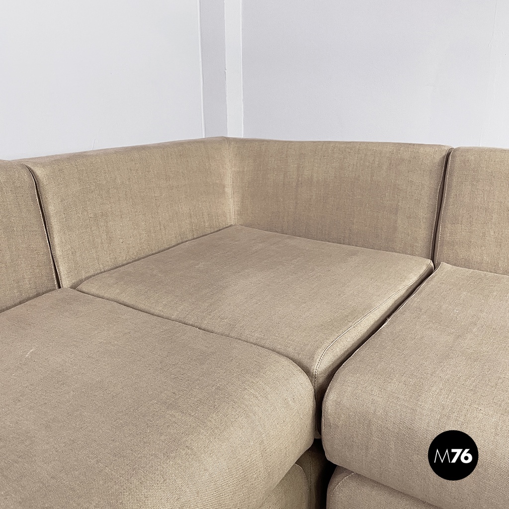 Italian modern Beige fabric Modular sofa by Willy Rizzo for Sabot, 1970s