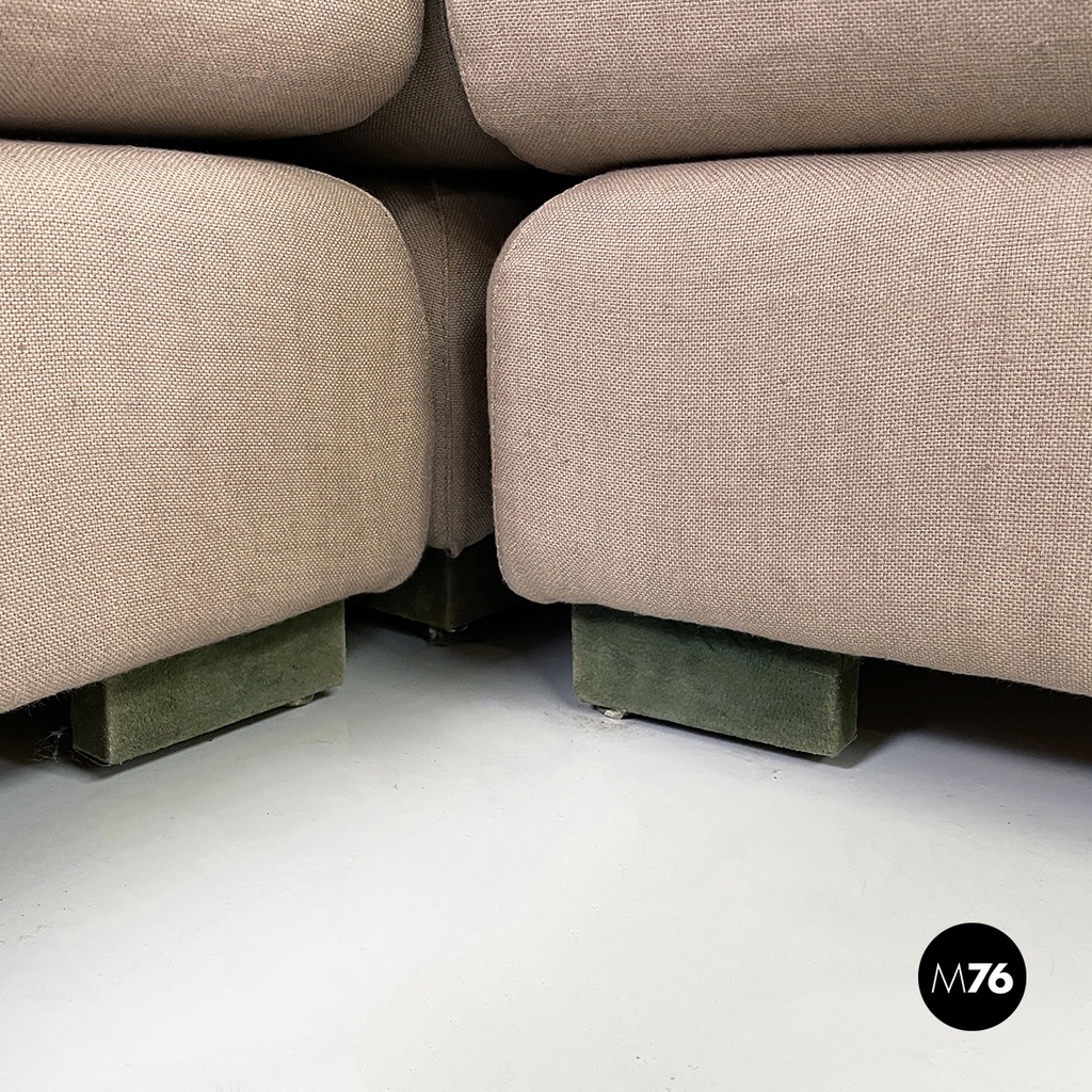 Italian modern Beige fabric Modular sofa by Willy Rizzo for Sabot, 1970s